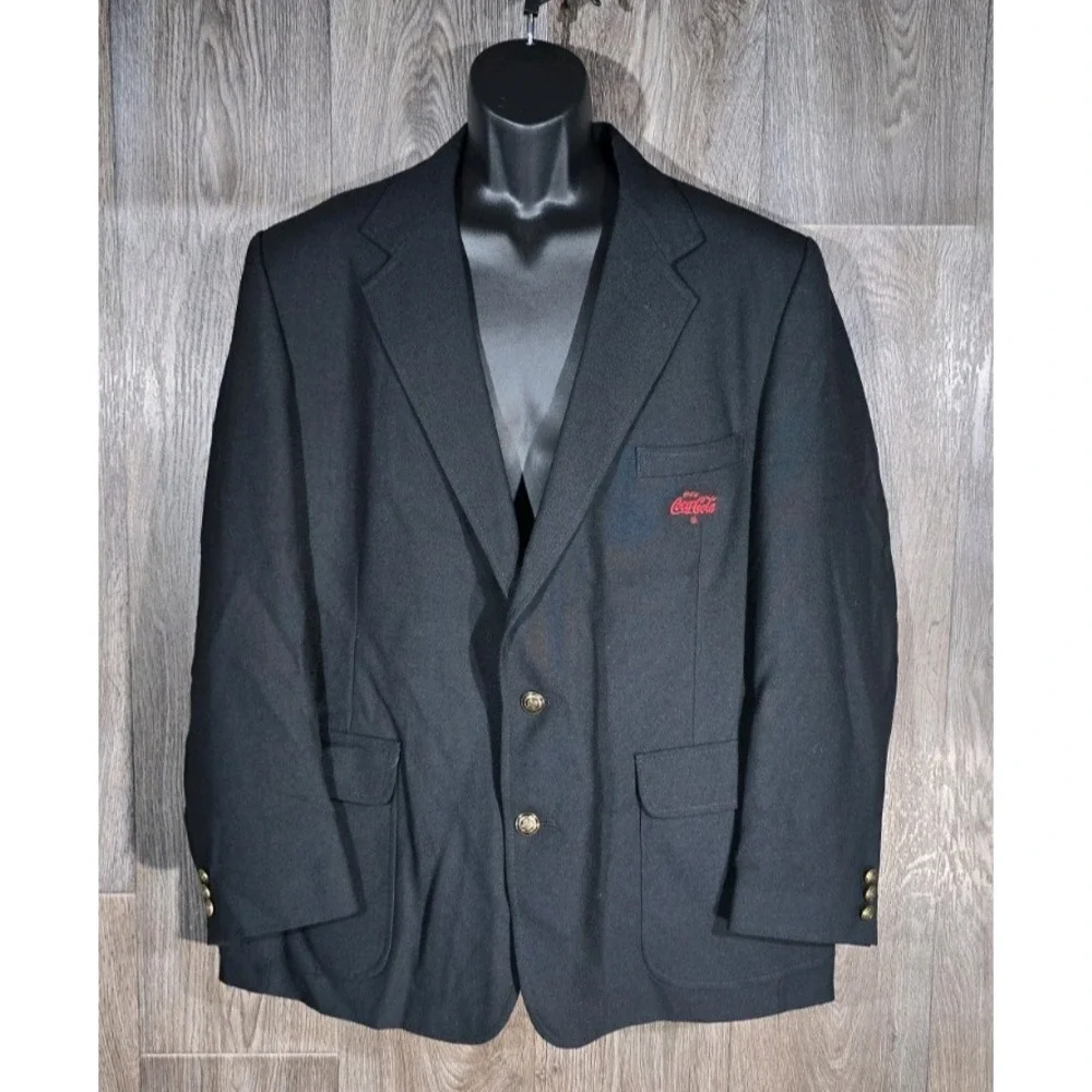 RMC Coca-Cola Blazer Mens 44 Regular Black Gold‎ Button New with Tags